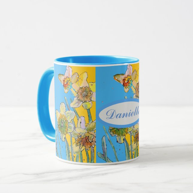 Malerei Hand gelb blühend Tasse (Vorderseite Links)