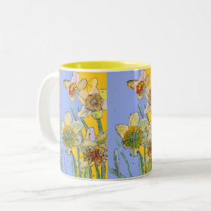 Malerei Hand gelb blühend Zweifarbige Tasse