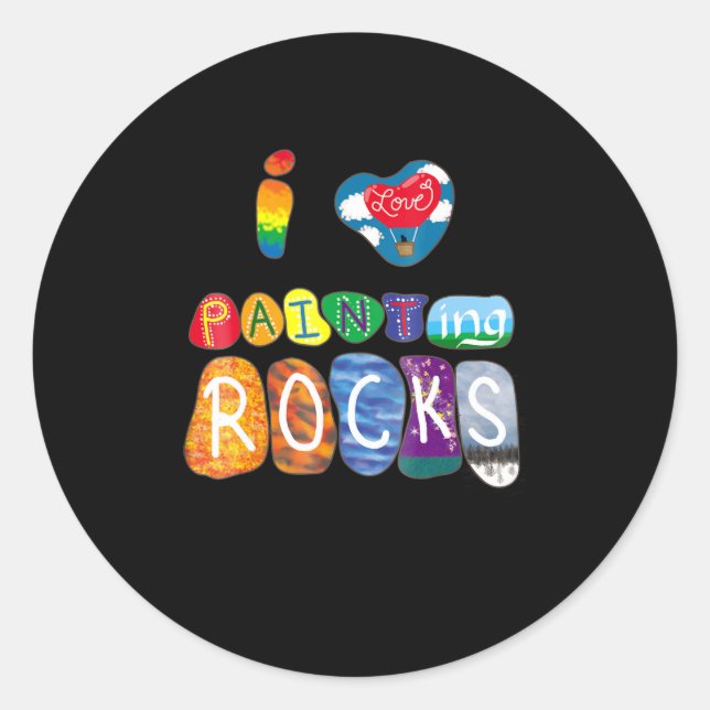 Malerei | I Liebe Rock Painting Funny Rock Painter Runder Aufkleber (Vorderseite)