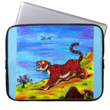 Malerei Illustration Tiger und fliegender Vogel in