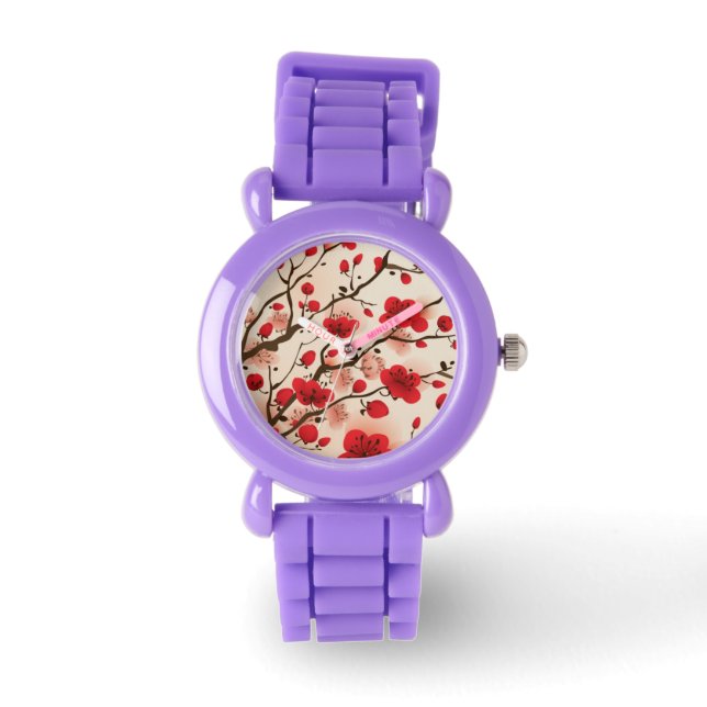 Malerei im orientalischen Stil, Pflaumenblüte im F Armbanduhr (Vorderseite)