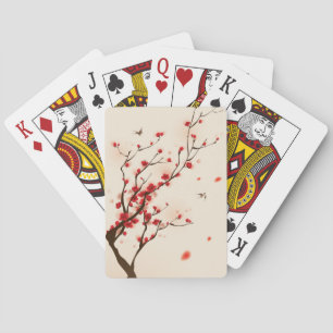 Malerei im orientalischen Stil, Pflaumenblüte im F Spielkarten