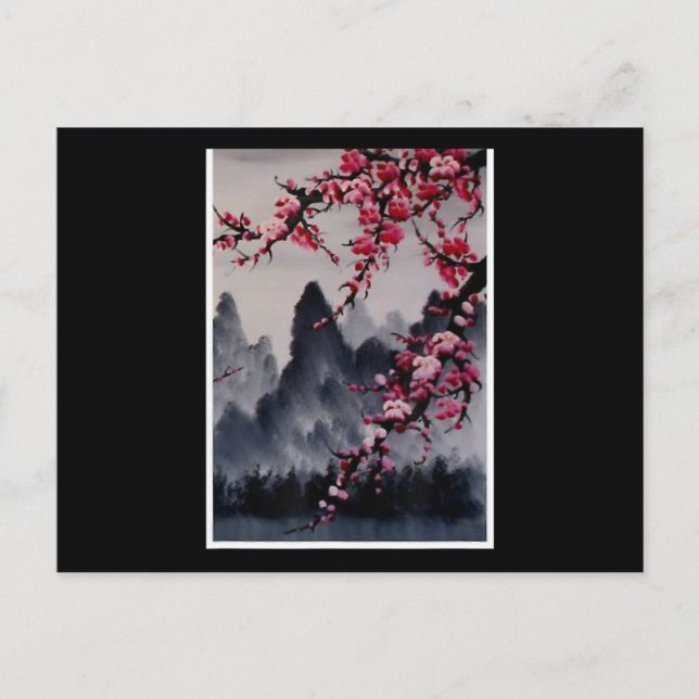 Malerei | Japanischer Kunstkreuz Blossom Postkarte (Vorderseite)