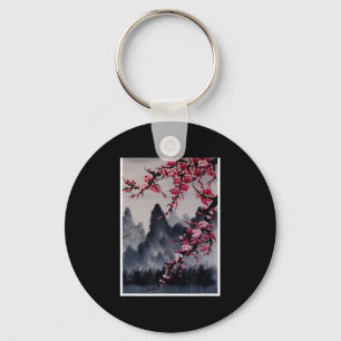 Malerei Japanischer Kunstkreuz Blossom Schlüsselanhänger