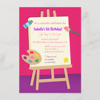 Malerei-Kunst-Kindergeburtstag-Party Einladung