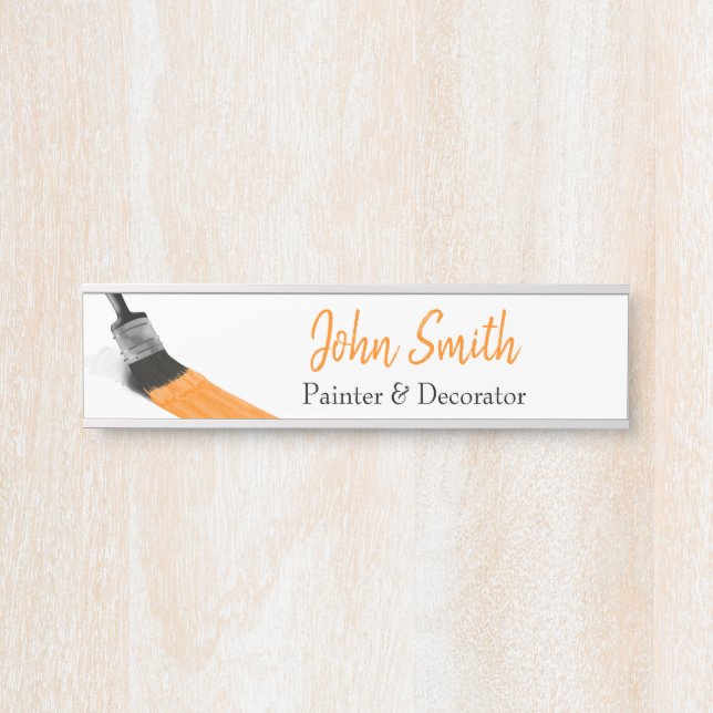 Malerei Maler Service Company Brush Orange Türschild (Vorderseite )