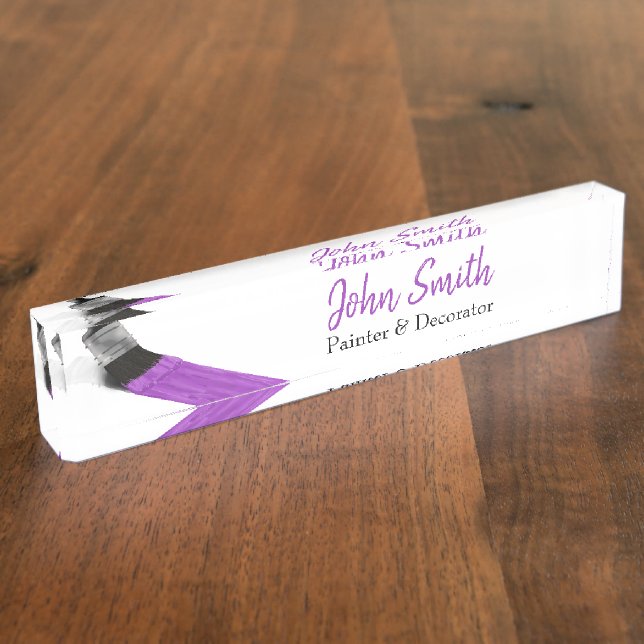 Malerei Maler Service Company Pinselstrich Lila Namensplakette (Seite)
