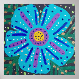 Malerei mit blauer Blume Poster
