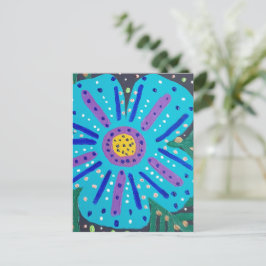 Malerei mit blauer Blume Postkarte