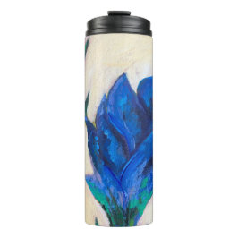 Malerei mit blauer Blume Thermosbecher