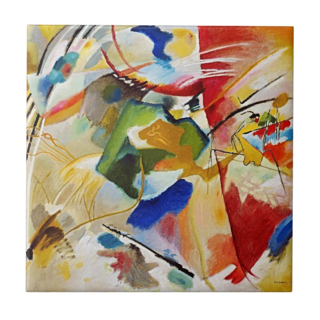 Malerei mit grüner Mitte von Wassily Kandinsky Fliese (Vorderseite)