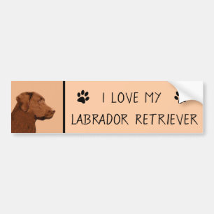 Malerei mit Labrador Retriever (Schokolade) - Hund Autoaufkleber