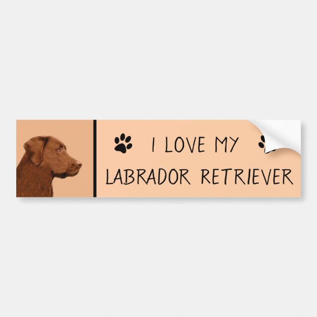 Malerei mit Labrador Retriever (Schokolade) - Hund Autoaufkleber (Vorne)
