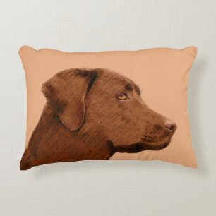 Malerei mit Labrador Retriever (Schokolade) - Hund Dekokissen