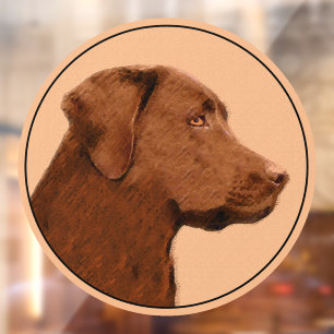 Malerei mit Labrador Retriever (Schokolade) - Hund Fensteraufkleber