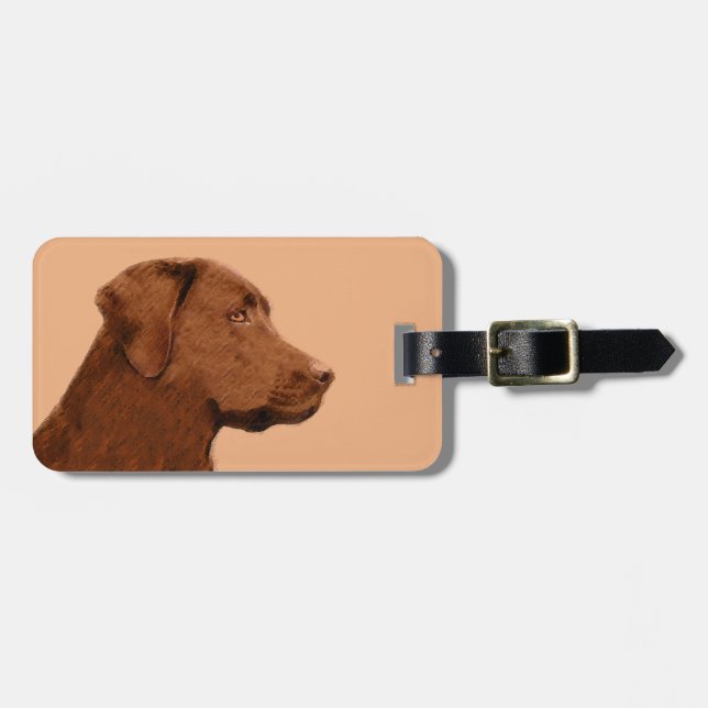 Malerei mit Labrador Retriever (Schokolade) - Hund Gepäckanhänger (Vorderseite horizontal)