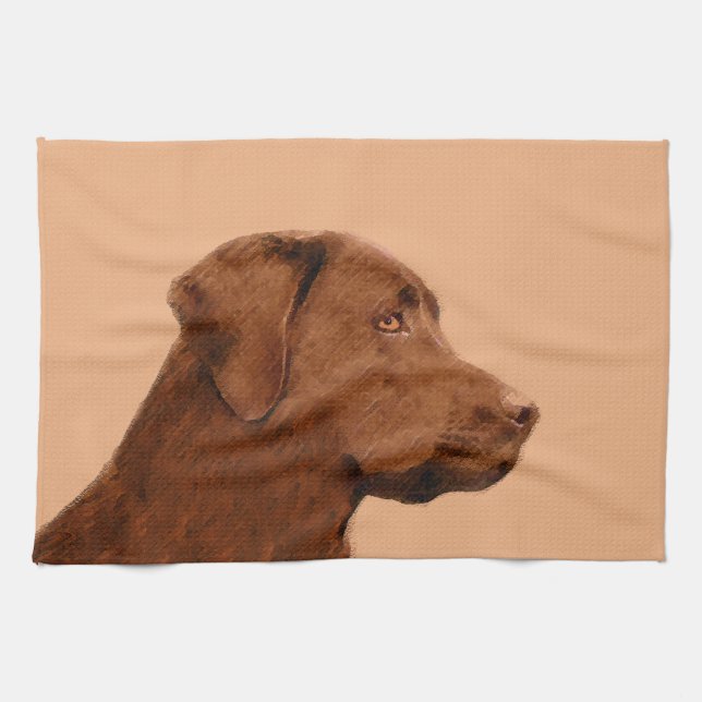 Malerei mit Labrador Retriever (Schokolade) - Hund Geschirrtuch (Horizontal)
