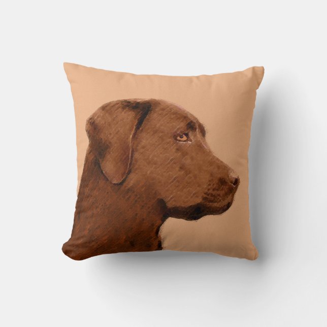Malerei mit Labrador Retriever (Schokolade) - Hund Kissen (Vorderseite)
