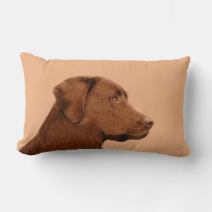 Malerei mit Labrador Retriever (Schokolade) - Hund Lendenkissen