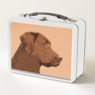 Malerei mit Labrador Retriever (Schokolade) - Hund Metall Brotdose