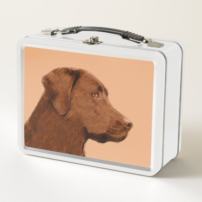Malerei mit Labrador Retriever (Schokolade) - Hund Metall Brotdose (Vorderseite)