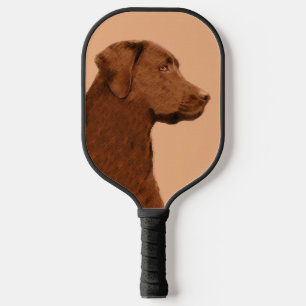 Malerei mit Labrador Retriever (Schokolade) - Hund Pickleball Schläger
