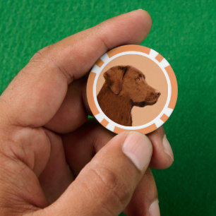 Malerei mit Labrador Retriever (Schokolade) - Hund Pokerchips