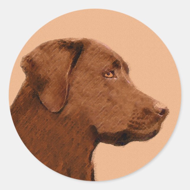 Malerei mit Labrador Retriever (Schokolade) - Hund Runder Aufkleber (Vorderseite)