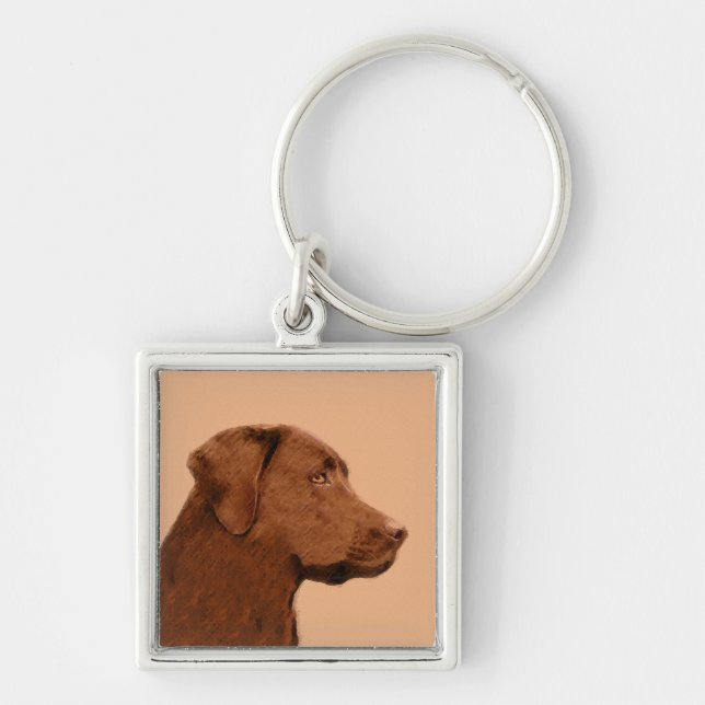 Malerei mit Labrador Retriever (Schokolade) - Hund Schlüsselanhänger (Vorne)