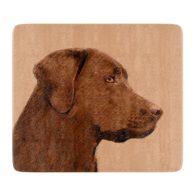 Malerei mit Labrador Retriever (Schokolade) - Hund Schneidebrett (Vorderseite)