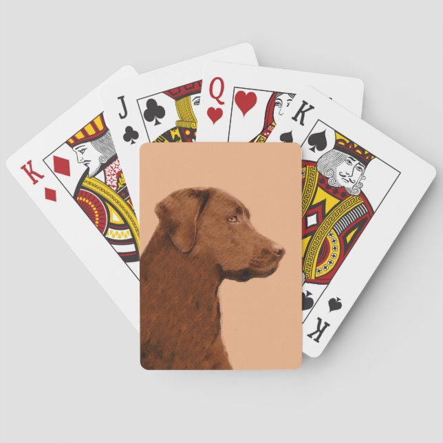 Malerei mit Labrador Retriever (Schokolade) - Hund Spielkarten (Rückseite)