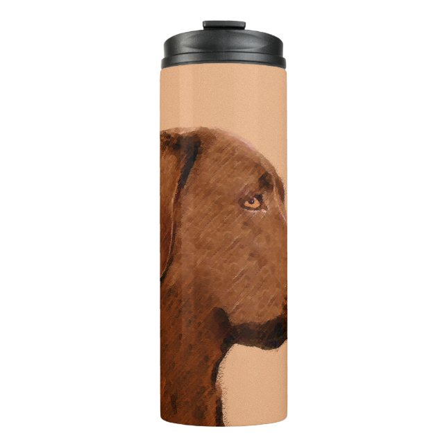 Malerei mit Labrador Retriever (Schokolade) - Hund Thermosbecher (Vorderseite)