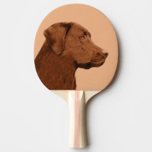 Malerei mit Labrador Retriever (Schokolade) - Hund Tischtennis Schläger