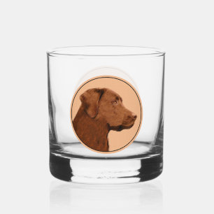 Malerei mit Labrador Retriever (Schokolade) - Hund Whiskyglas