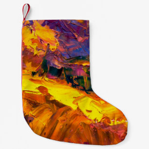 Malerei mit Palettenmesser, Leinwand, Abs. Kleiner Weihnachtsstrumpf