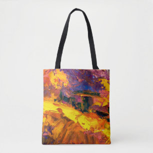 Malerei mit Palettenmesser, Leinwand, Abs. Tasche