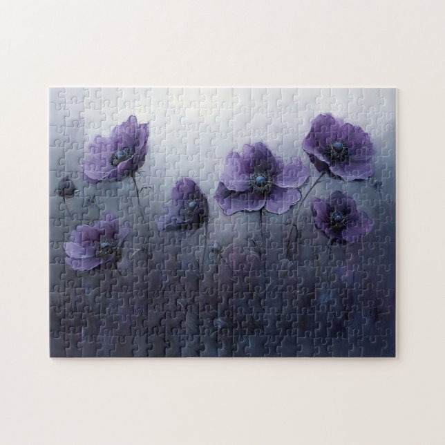 Malerei mit violetten gotischen Blumen (Horizontal)