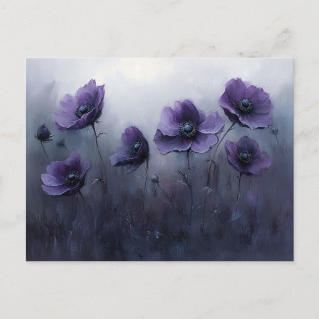 Malerei mit violetten gotischen Blumen Postkarte (Vorderseite)