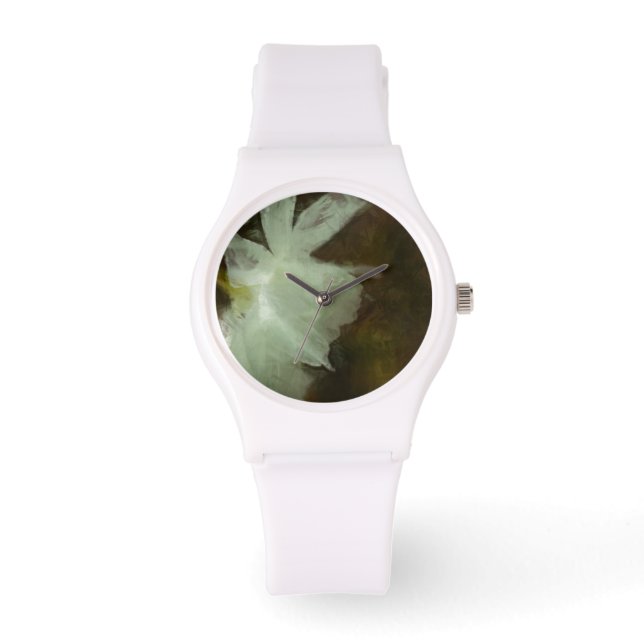Malerei mit weißem Daffodil-Impressionist Art Pain Armbanduhr (Vorderseite)