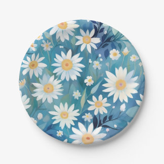 Malerei mit weißen Blume Pappteller