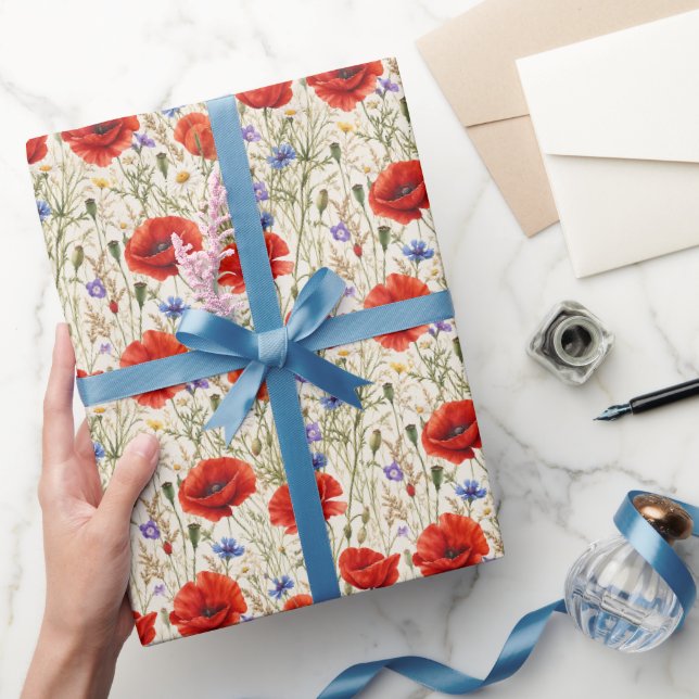 Malerei Mohn Wiese Kunstwerk Geschenkpapier (Schenken)