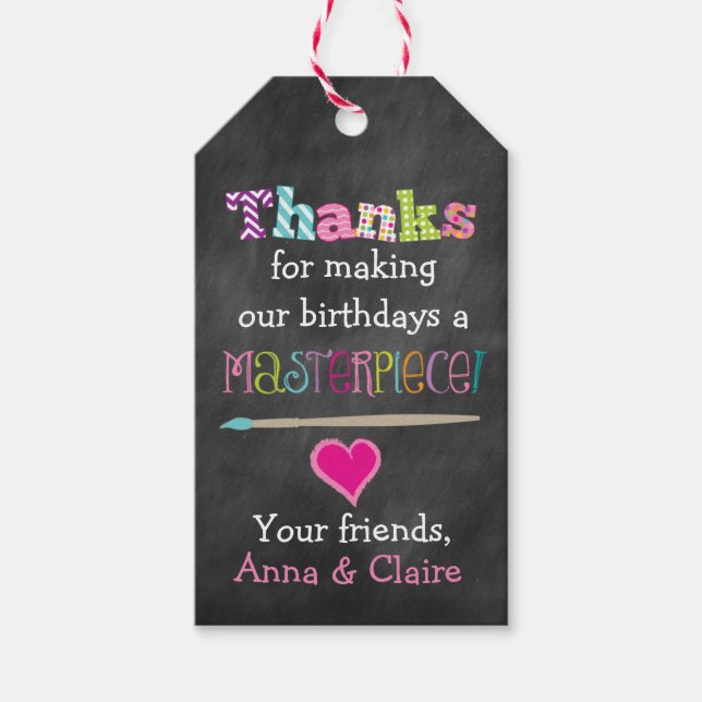 Malerei oder Art Birthday Party Gefallen Tag Geschenkanhänger (Vorderseite)