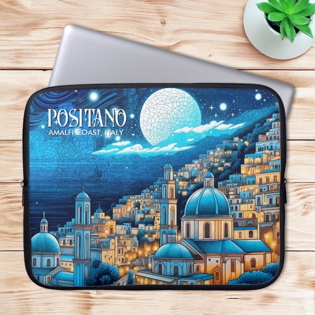 Malerei Positano Amalfi Küste Italien Kunst, Dicht Laptopschutzhülle (Painting Positano Amalfi Coast Italy Art Travel Laptop Sleeve)