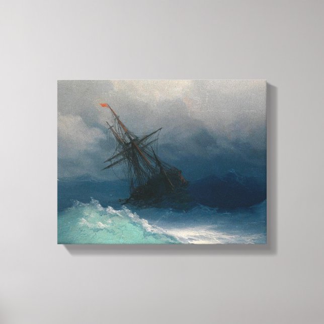 Malerei Schiff Premium Wrapped Canvas (Glanz) Leinwanddruck (Vorderseite)