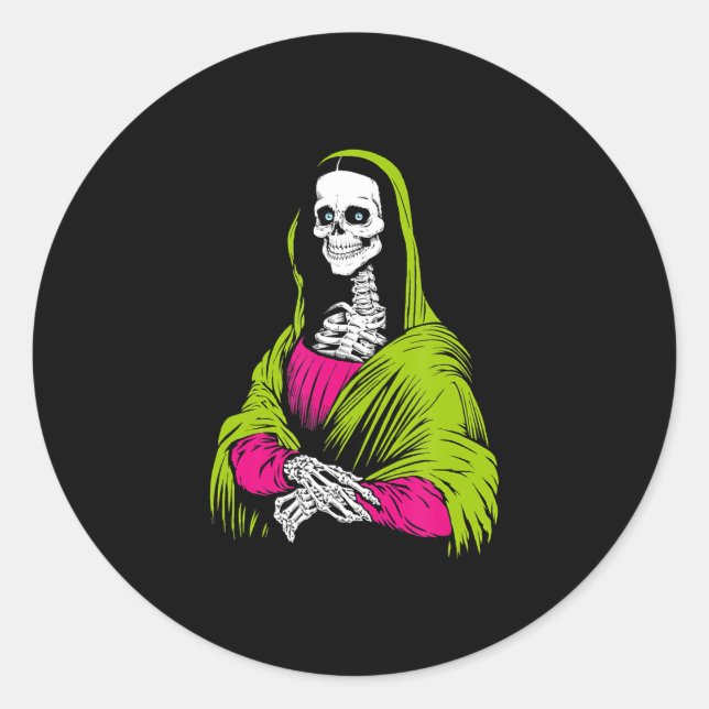 Malerei | Skeleton Leonardo Da Vinci Berühmter Pai Runder Aufkleber (Vorderseite)