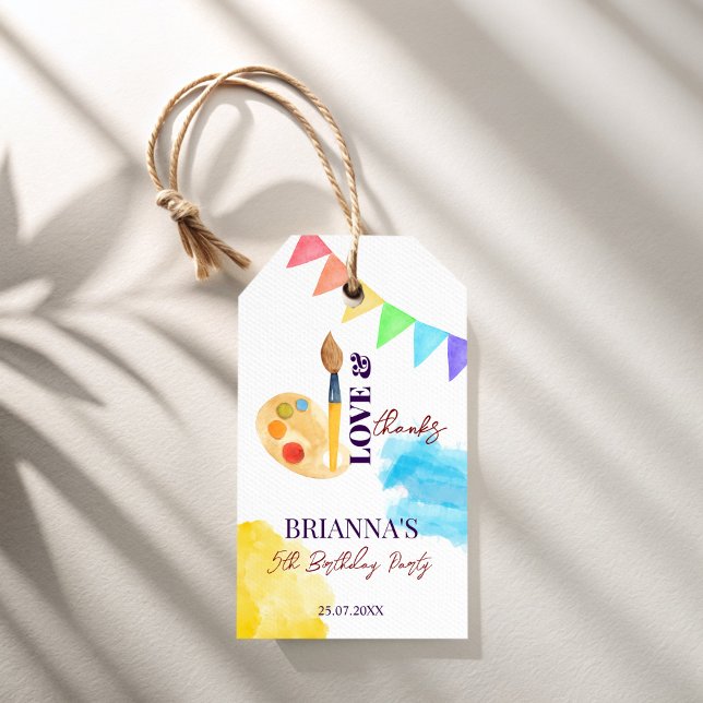 Malerei und Party Kunst Thema Party mit Monogramm  Geschenkanhänger (Paint and party art themed party monogrammed favor gift tags personalized favor tags)