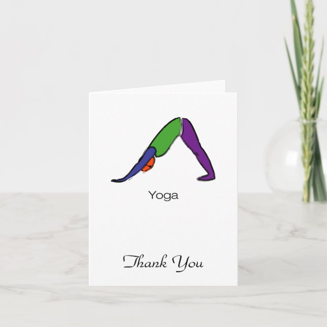 Malerei von abwärts Hund Yoga-Pose mit Yoga-Text. Dankeskarte (Vorderseite)