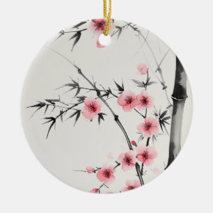 Malerei von Bambusblüten und Kirschblüten beim Was Keramik Ornament