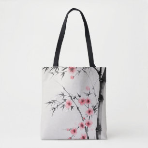 Malerei von Bambusblüten und Kirschblüten beim Was Tasche
