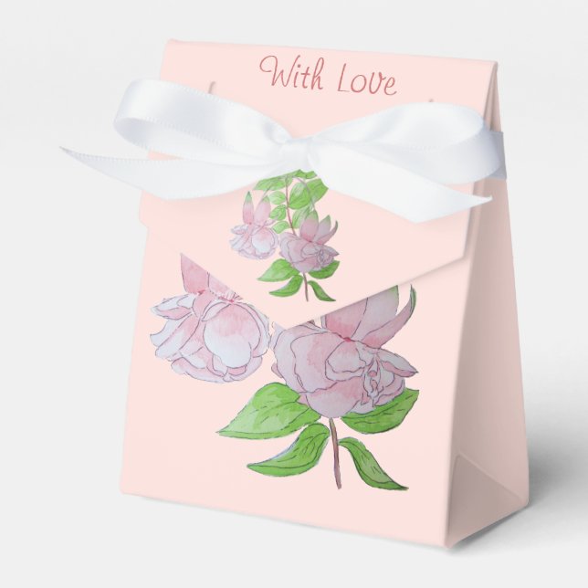 Malerei von Blätter und hübschen rosa Blume Geschenkschachtel (Vorderseite)